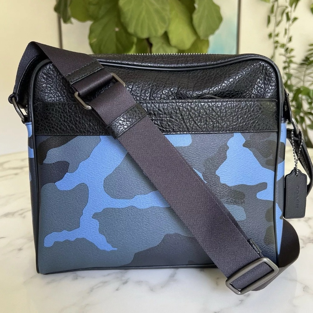 Authentic Like New  Coach Blue Camo with Dust bag